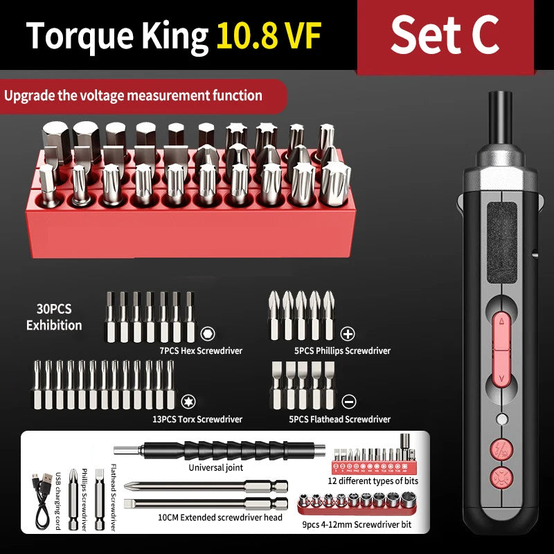 Precision Electric Screwdriver Set 4.2V 15Nm 300rmin Home Rechargeable Mini Multifunctional Repair Tool w LED Light Lightweight