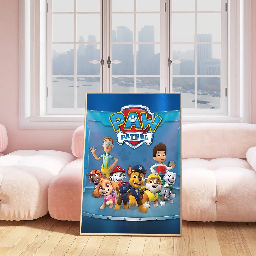 Cartoon P-Paw P-Patrol Intelligent Dog Poster Gallery Prints Self Adhesive Home Decor Decoration Wall Decals Living Room Sticker