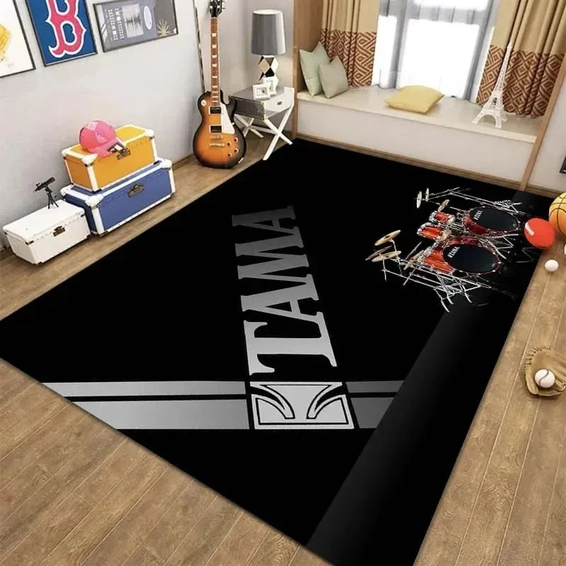 Stylish T-TAMA Drum Print Carpet for Home Decor Carpet for Music Enthusiasts Unique Rug for Jazz or Electronic Drum-Themed Decor