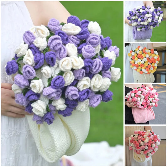 Rose Bouquet Blanket Hand Made Bouquet Nap Blankets Sofa Cover Finished Bouquet Blanket Couple Gift Home Supplies Manta de rosas