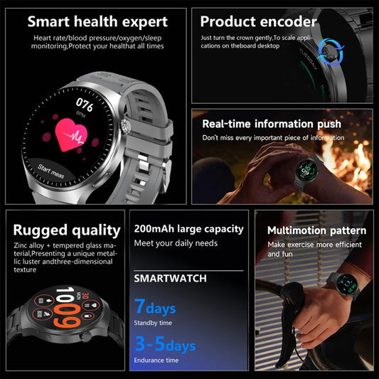 LAXASFIT 2026 New Smart Watch for Men Full Touchscreen Bluetooth Call Sports Fitness Smart Wristwatch Holiday Gift