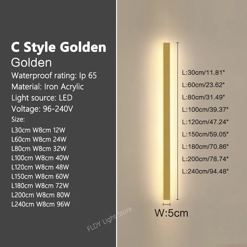 Wall Lamps Line Minimalist Light Long Strip Outdoor Waterproof Garden Decoration Villa Background Wall Garden Lights
