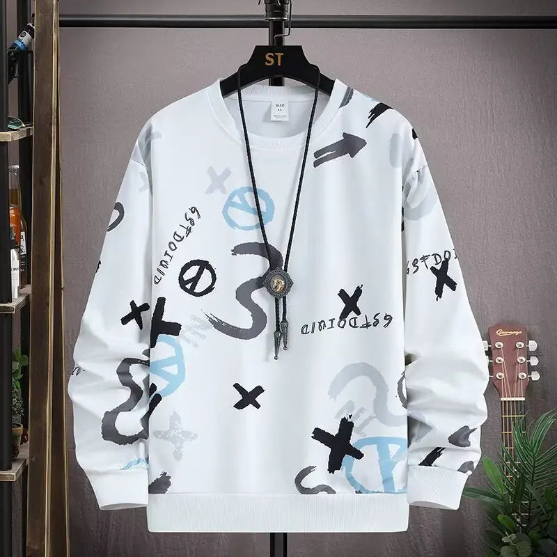 New Spring Collection Men's Sweatshirt Japanese Cartoon Graphic Hoodie Plus Size Top Loose Fit Fashion Men's Clothing