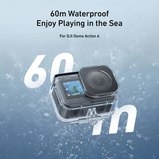 TELESIN Waterproof Case For DJI OSMO Action 6 Underwater 60M Diving Housing Cover With Dive Filter For DJI Action 6