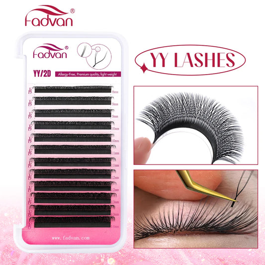 FADVAN YY Shape Black/Brown Lashes Premade Volume Fans Fox Eyes Eyelashes Faux Mink Eyelashes Brazilian Volume Natural Soft