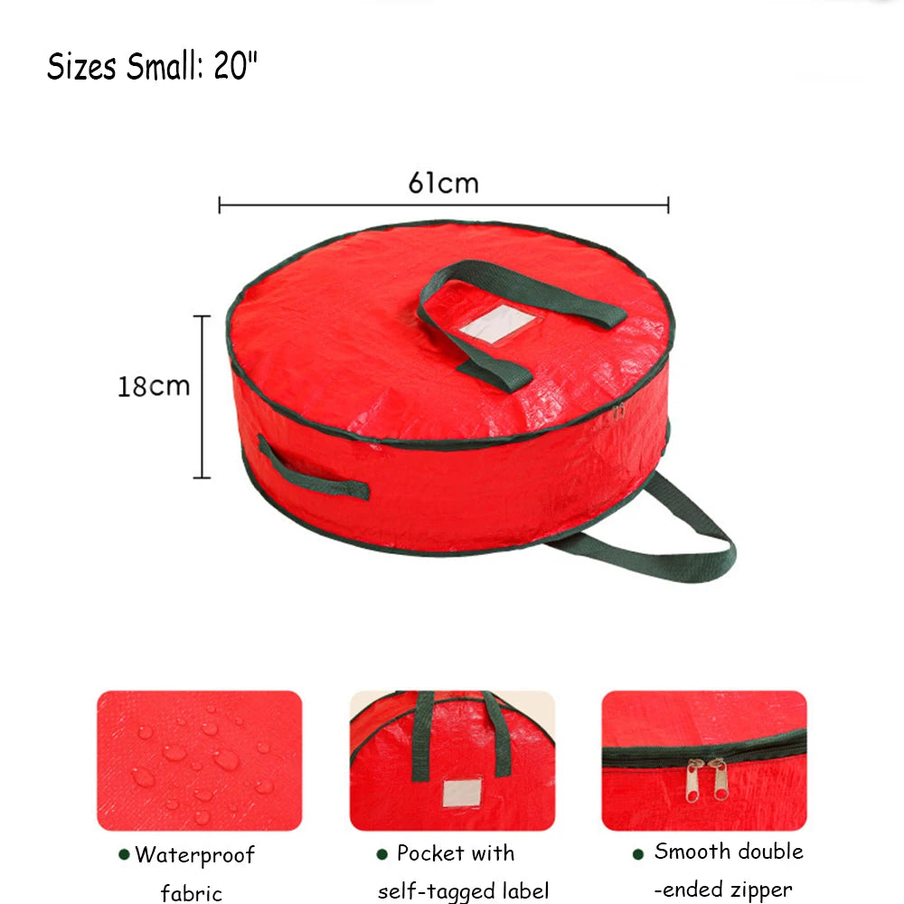Durable Foldable Christmas Wreath Storage Bags Waterproof Dustproof Round Decoration Storage Bag with Handles Storage Bag