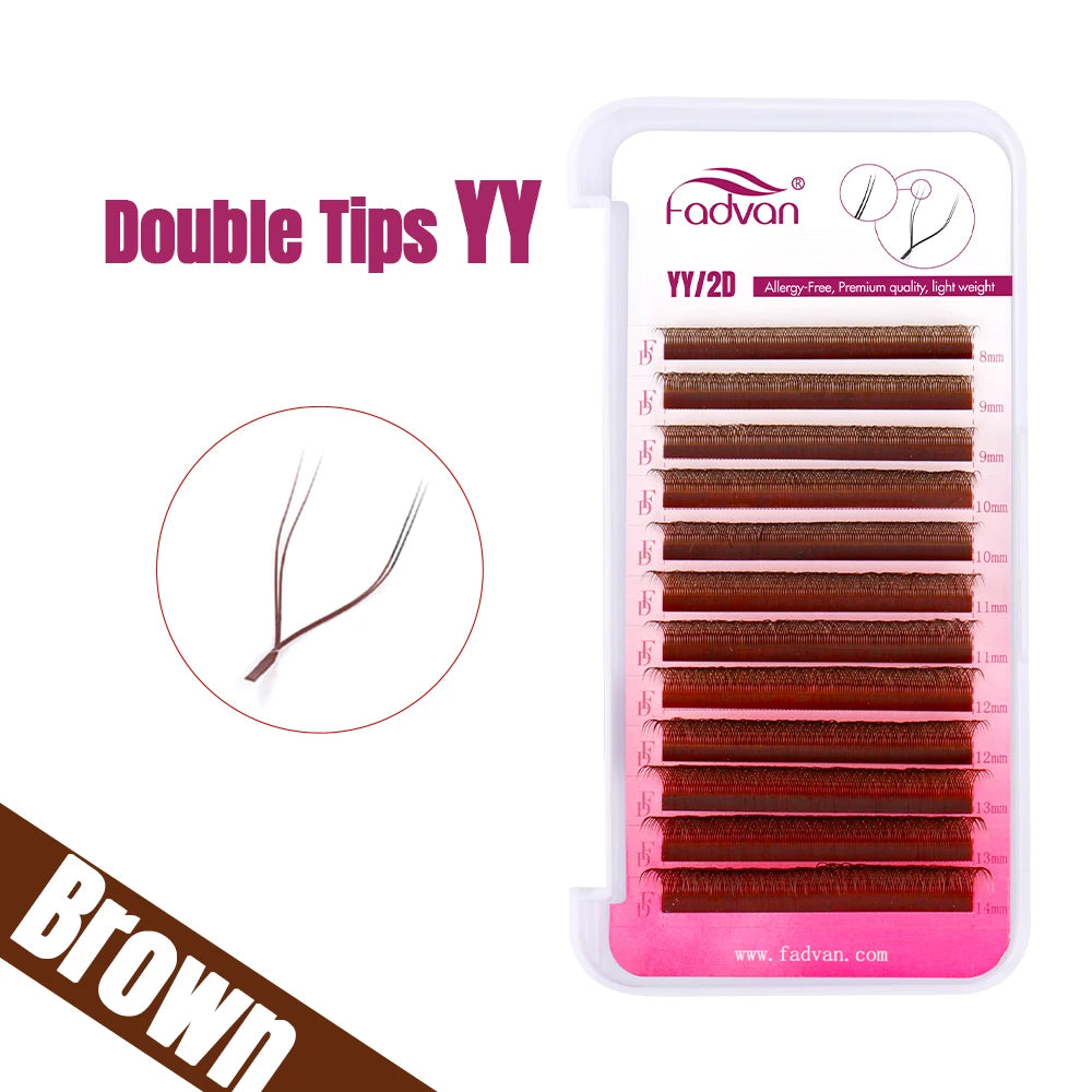 FADVAN YY Shape Black/Brown Lashes Premade Volume Fans Fox Eyes Eyelashes Faux Mink Eyelashes Brazilian Volume Natural Soft
