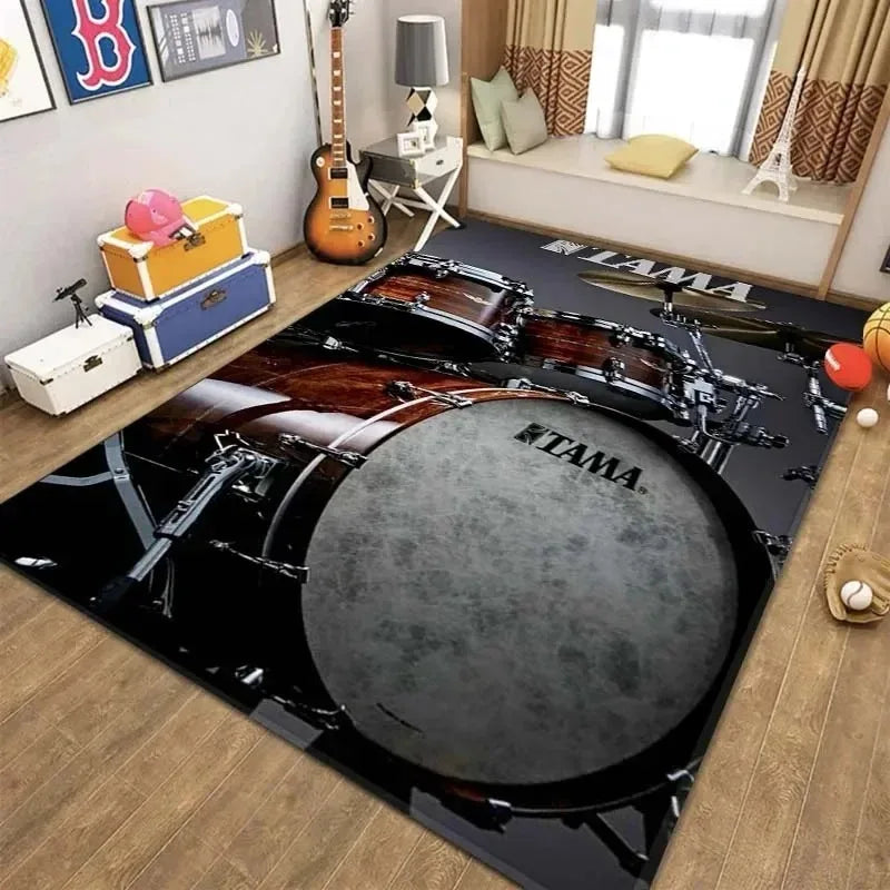 Stylish T-TAMA Drum Print Carpet for Home Decor Carpet for Music Enthusiasts Unique Rug for Jazz or Electronic Drum-Themed Decor