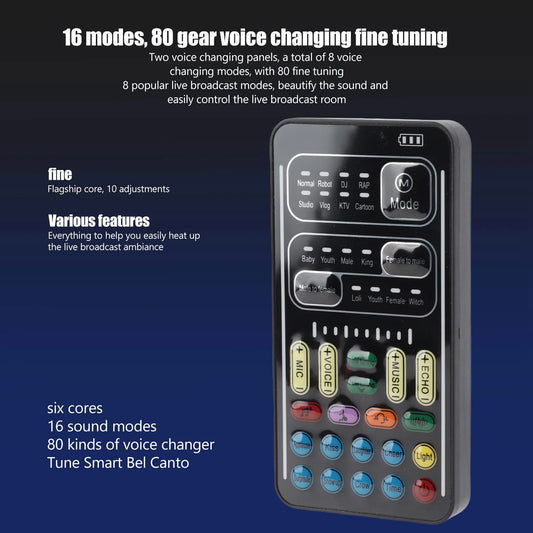 I9 Voice Changer Set Multifunction Portable Recording Mini Sound Card for Game Recording Computer Sound Changer