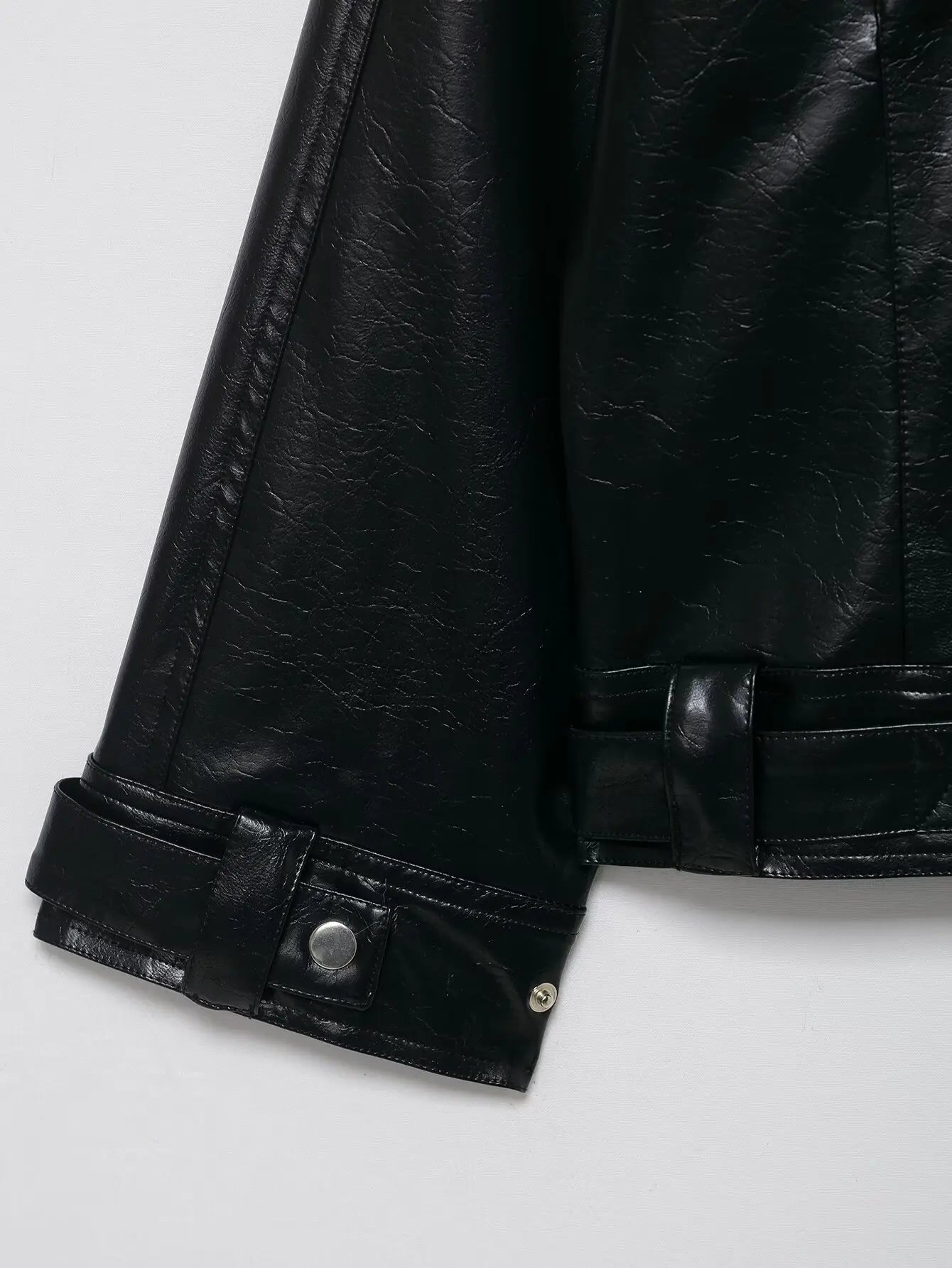 EDSA Women PU Leather Bomber Jacket Motorcycle Coat Black Spliced Zipper Fly Pu Leather Coat For Female New Street Style