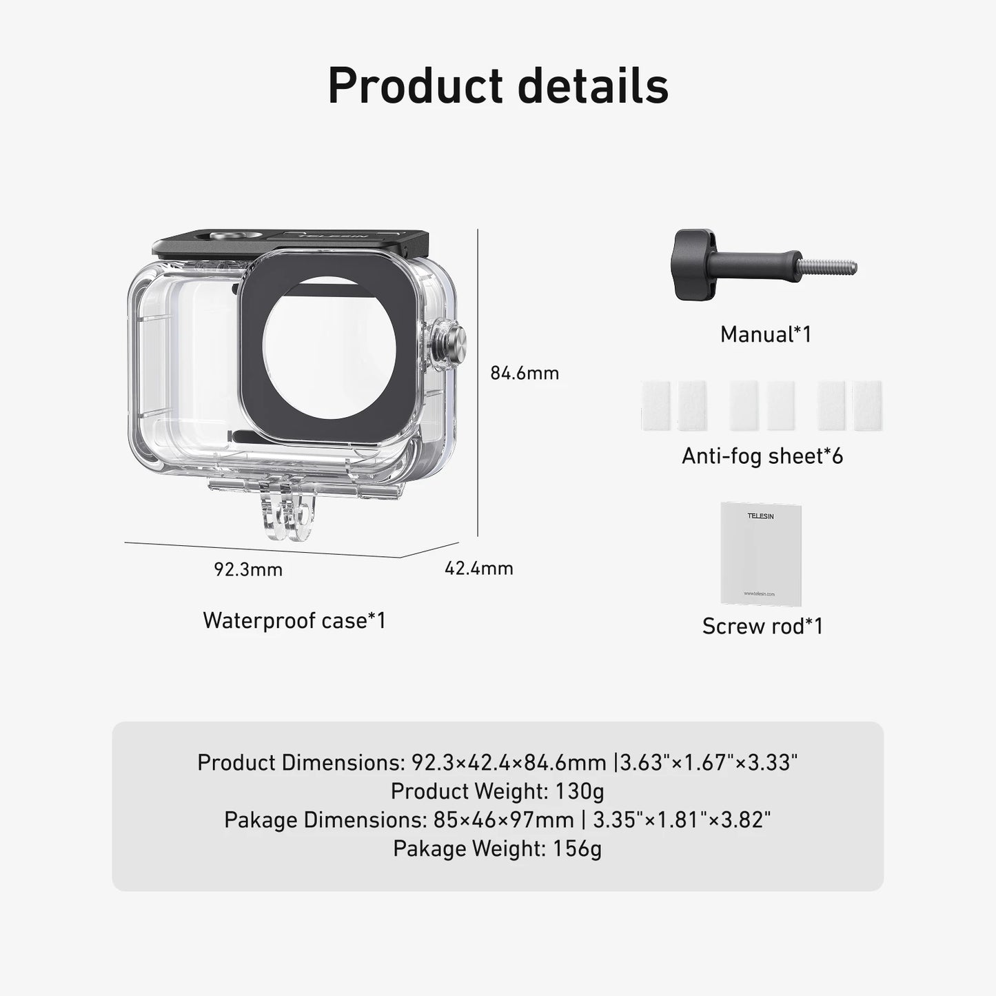 TELESIN Waterproof Case For DJI OSMO Action 6 Underwater 60M Diving Housing Cover With Dive Filter For DJI Action 6