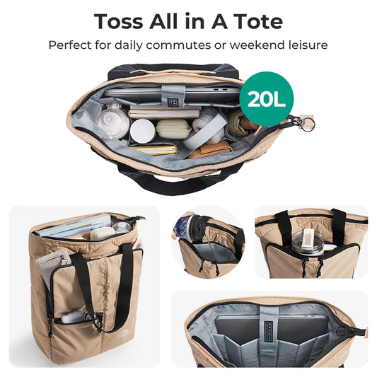 BAGSMART Large Capacity College Tote Bag Commuting Women's Handbag 15.6 inch Laptop Bag for Business Travel Commuting