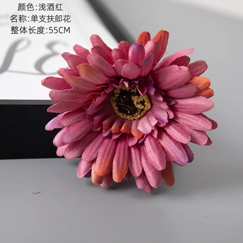 1piece 55cm Artificial Gerbera Flower Branch Wedding Garden Decoration Fake Silk Sunflower Party Home Decoration Accessories