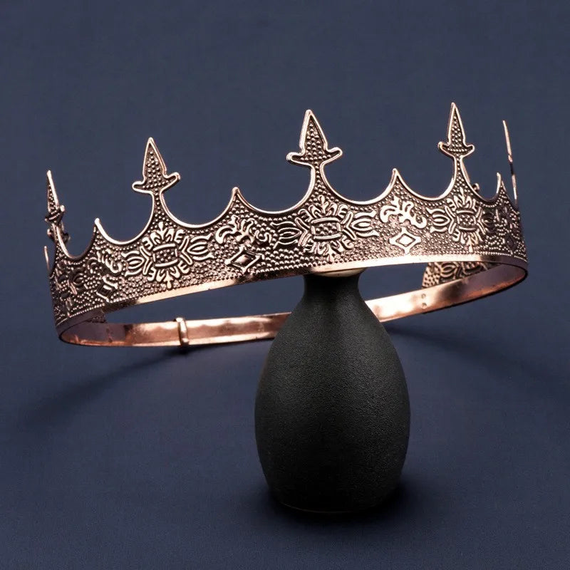 Royal Men's Round Crown Prince Crown Wedding Birthday Ball Party Halloween Decoration Bride Universal
