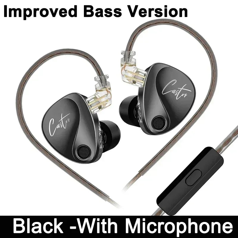 KZ Castor Wired Earbuds Improved Bass HiFi Earphone 2 Dynamic High-end Tunable Balanced Armature In-ear Headphone Music Headset