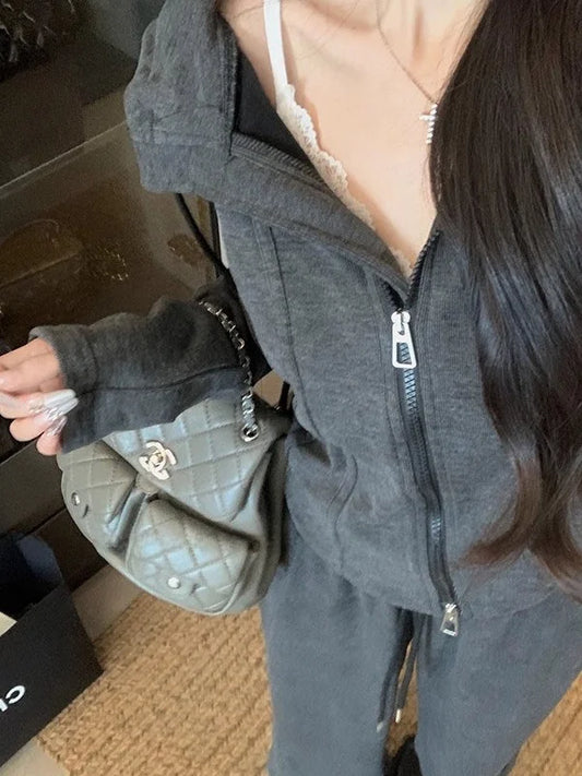 Faionable Lazy Sle Women's Outfit Long Sve Hoodie Wide Leg Casual Pants Two Piece Set Autumn Commute Windbreaker