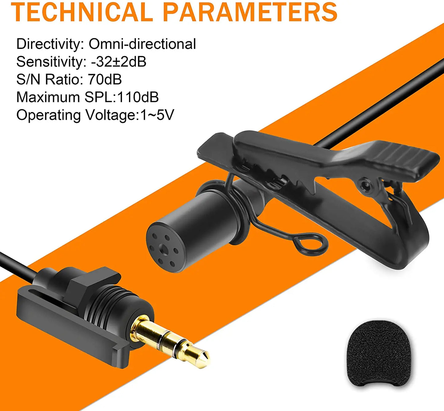 Comica CVM-SM-O1 Lavalier Microphone For Wireless Microphone Omni-directional Wired Lapel Microphone With Locking Buckle