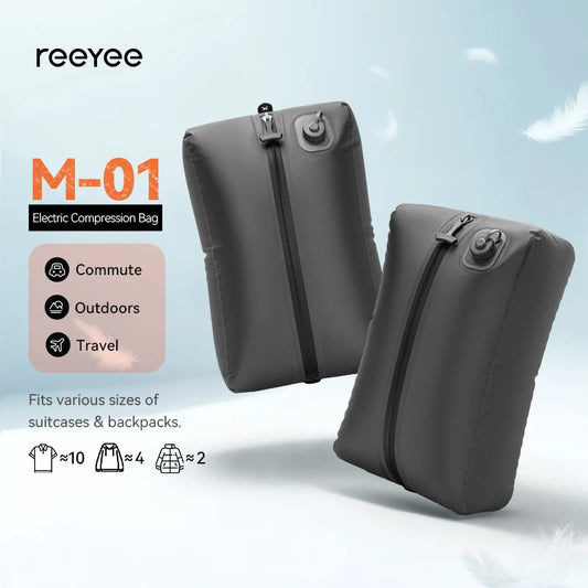 ReeYee Automatic Vacuum Storage Bags for Clothes, Travel Space Saver Bag for Down Jackets & Waterproof Clothing, Sealed Compress