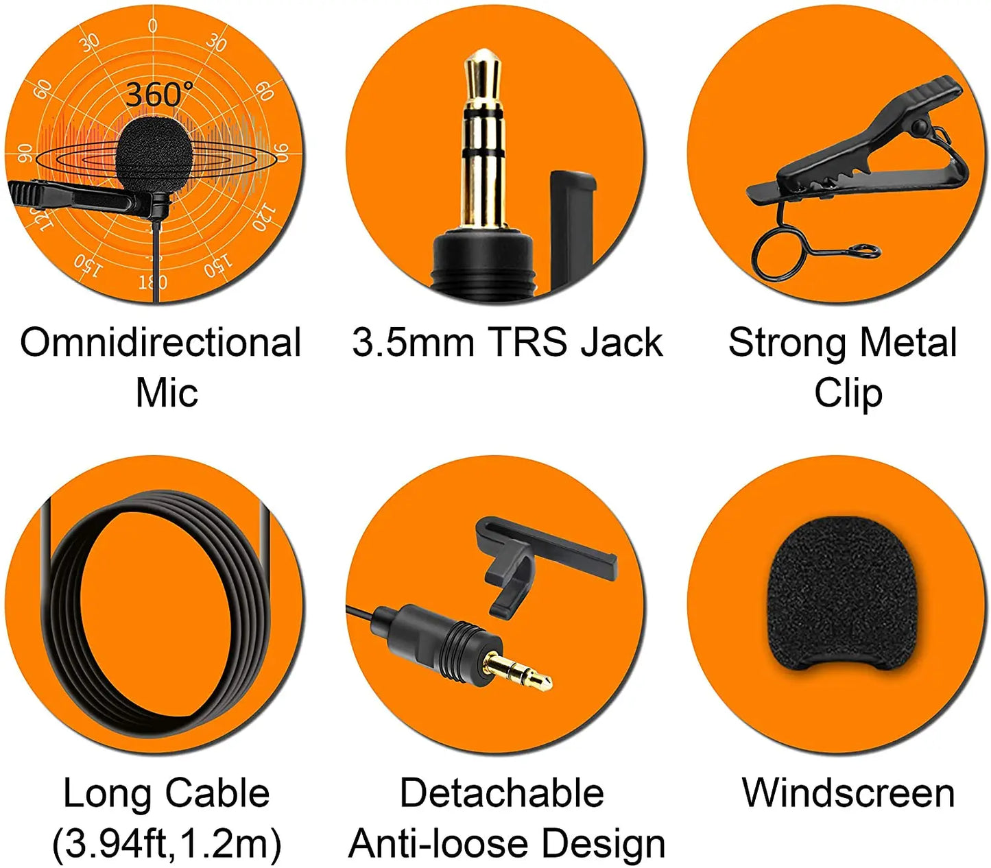 Comica CVM-SM-O1 Lavalier Microphone For Wireless Microphone Omni-directional Wired Lapel Microphone With Locking Buckle