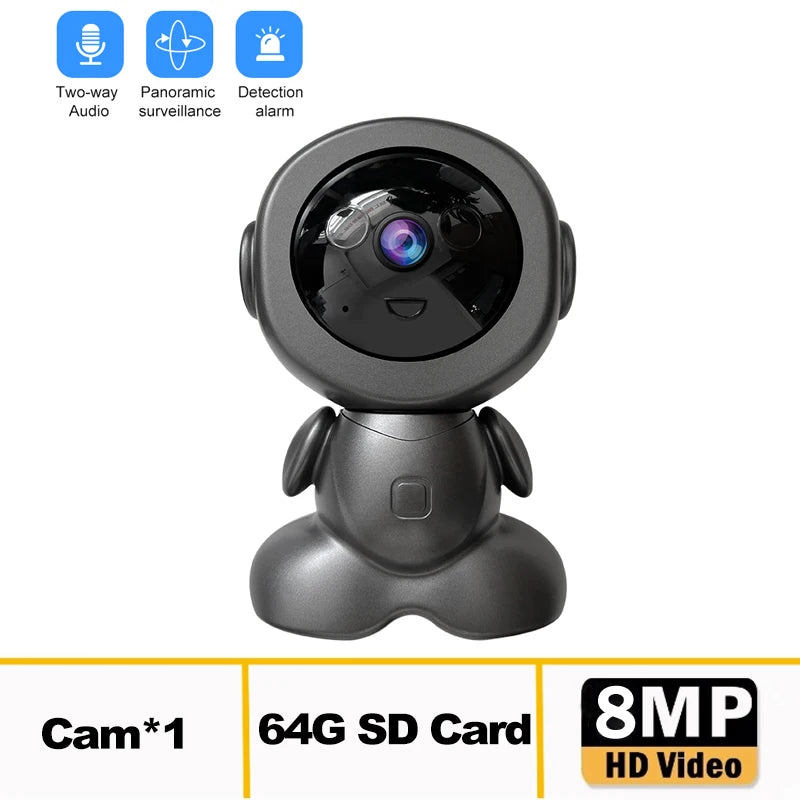 8MP Wifi Surveillance Robot Camera PTZ Security Baby Monitor Two Way Audio Color Night Vision AI Smart Tracking Home IP Cameras