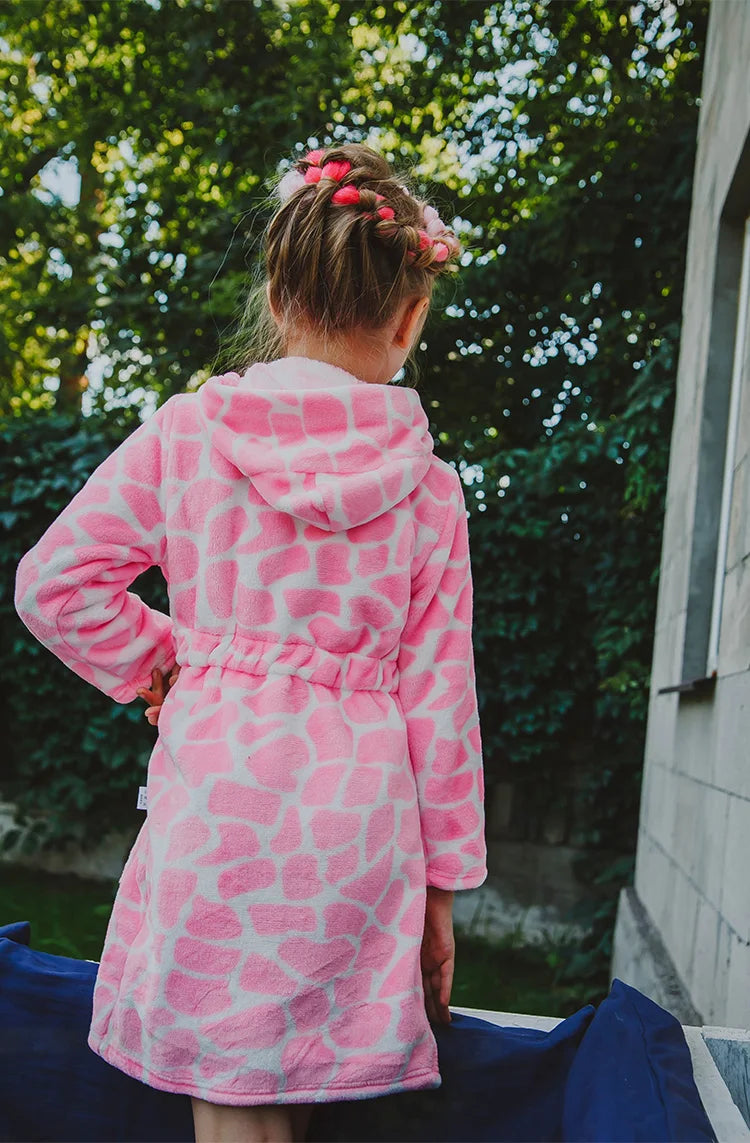 Boy and Girls Flannel Pajamas Robe Autumn and Winter Children Sleepwear Soft Hooded Kids Homewear 2-8 Years