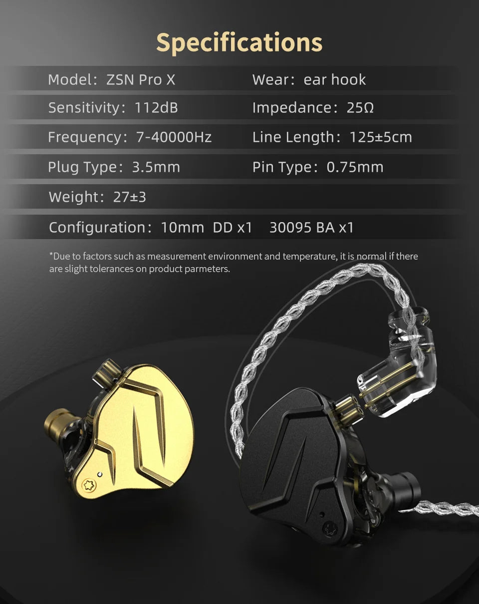 KZ ZSN Pro X Metal Earphones 1BA+1DD Hybrid Technology HIFI  Earbuds In Ear Monitor Headphone Sport Noise Cancelling Headset