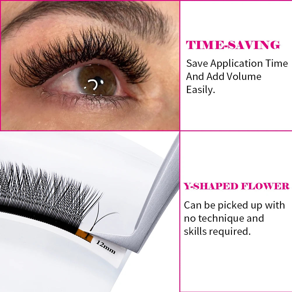 FADVAN YY Shape Black/Brown Lashes Premade Volume Fans Fox Eyes Eyelashes Faux Mink Eyelashes Brazilian Volume Natural Soft