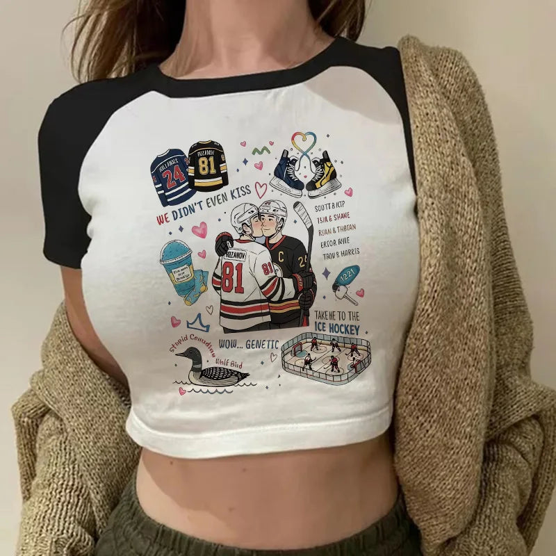 Heated Rivalry Print Graphic Crop Top Women's Sexy Cropped T Shirt Gothic Vintage T-Shirt Women Fashion Y2k Tshirt Clothes Girls