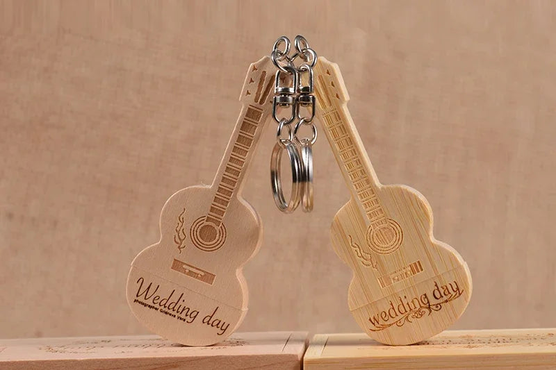 JASTER USB 3.0 Flash Drives Wooden Guitar 128GB Free Custom Logo Pen Drive 64GB with Box Memory Stick Music Business Gift U disk