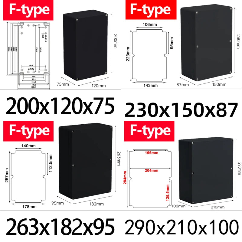 ABS Waterproof Box Housing Electronic Safe Case Plastic Boxes Black Wire Junction Box Plastic Organizer IP67 Waterproof Enclosur