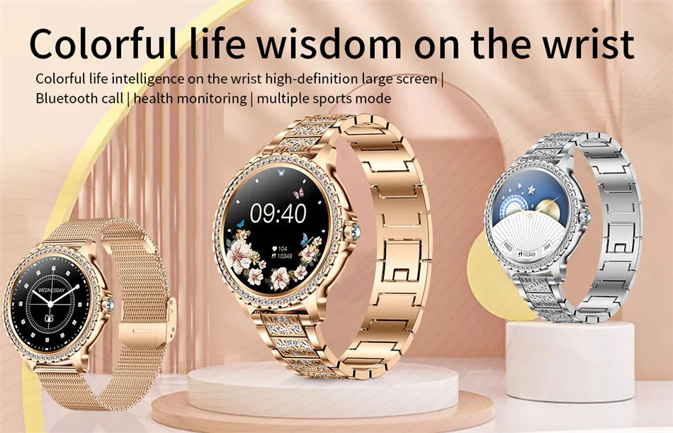 2025 New Fashion Women Smart Watch AMOLED HD Screen Sports Watch Health Heart Rate Voice Call Smart Watch For Android IOS