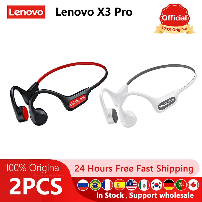 Original Lenovo X3 Pro Bone Conduction Wireless Bluetooth 5.3 Headphone 10pcs / 5pcs / 2pcs Ear Hook Sports Earphones Wholesale