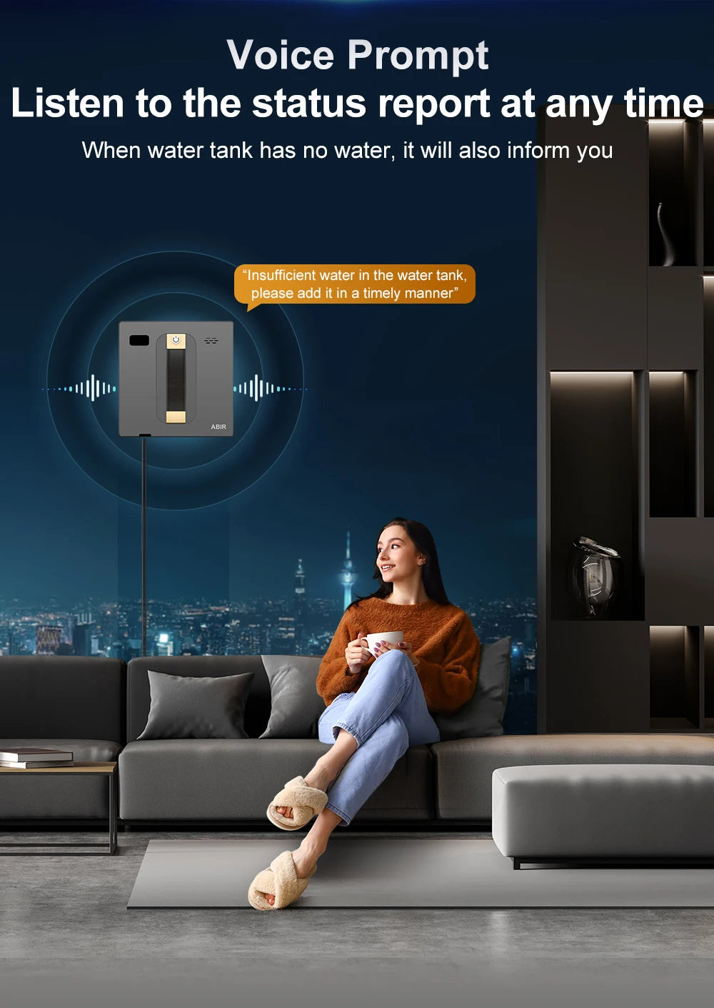 Robot Window cleaner ABIR WD8,Dual Water Spray,Smart Memory,High Vacuum Suction, Laser Sensor, Home Wall Glass Cleaning Robot