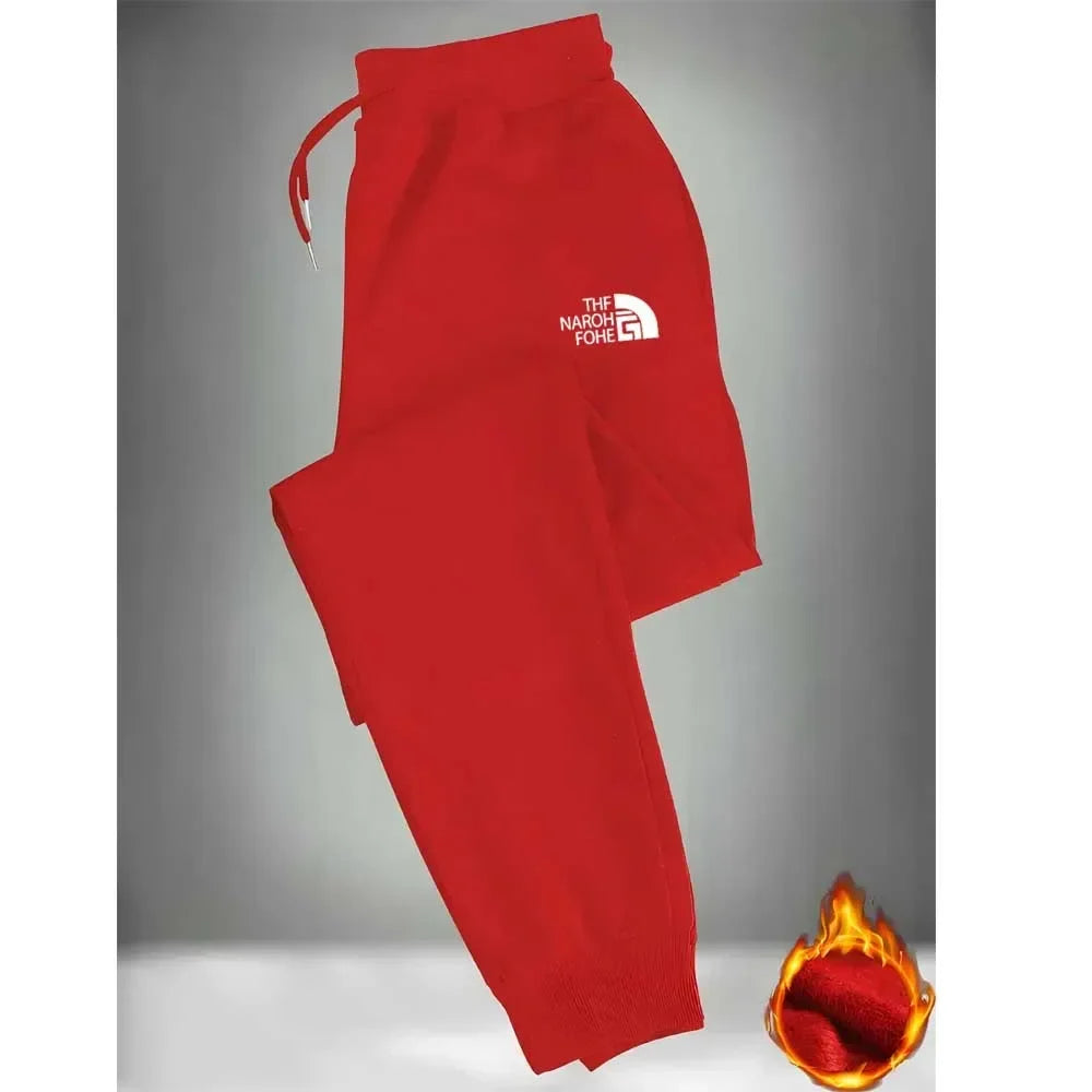 Men's casual running pants with elastic drawstring at the waist and loose printed sports pants with cuffs at the ankles