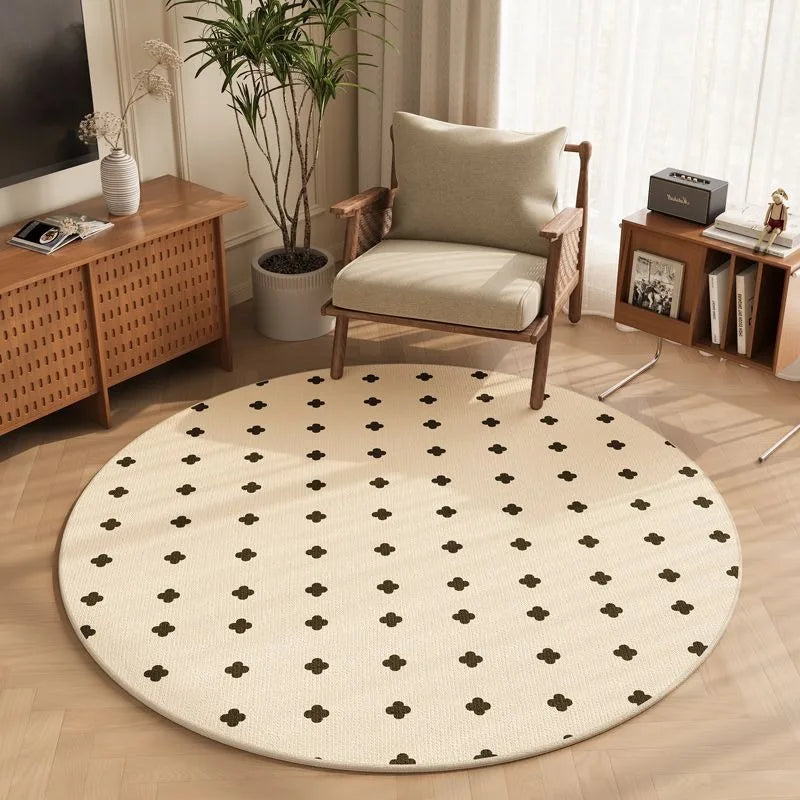 Minimalist Style Round Rug Non-Slip Circle Carpet for Living Room Floor Mat for Chair Coffee Table Bedside Decoration So Modern