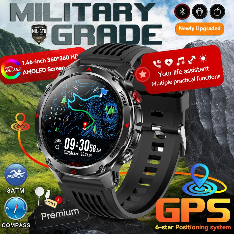 Forerunner 570 GPS Smart Watch 3ATM Waterproof  AMOLED Screen MULTI-BAND GNSS Compass Altimeter Flashlight Sports Smartwatch Men