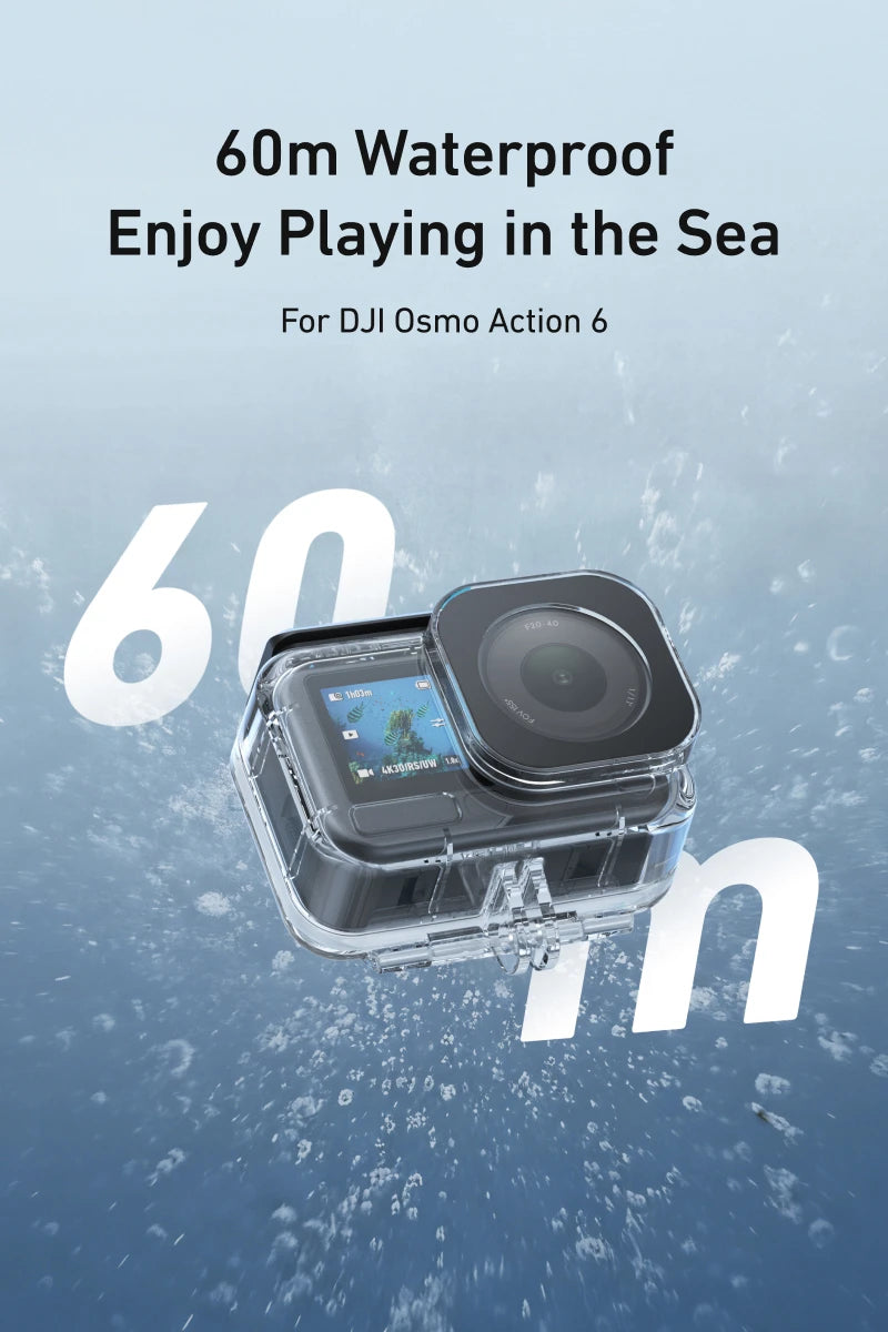 TELESIN Waterproof Case For DJI OSMO Action 6 Underwater 60M Diving Housing Cover With Dive Filter For DJI Action 6