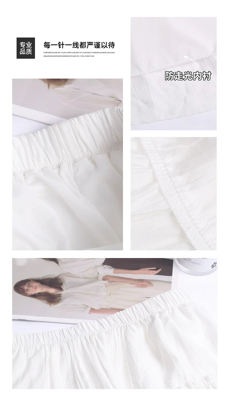 Elegant White Ruffled Long Skirts for Women High Waist A Line Maxi Skirt Woman Spring Summer Casual Loose Korean Umbrella Skirt