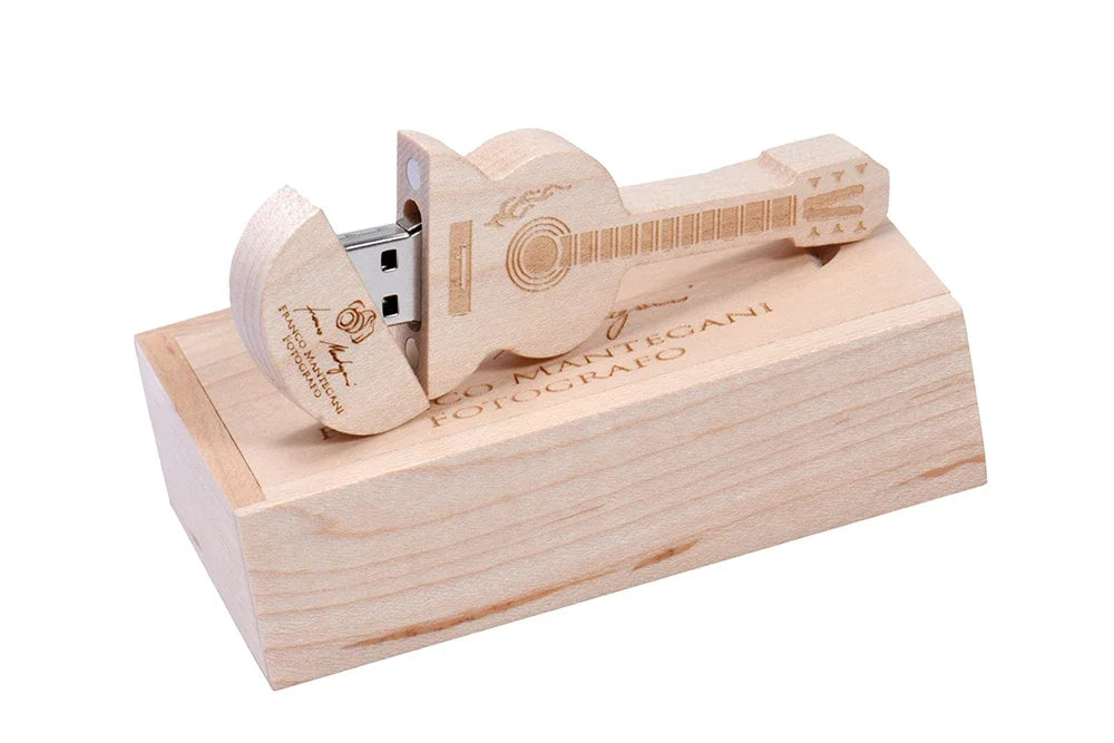 JASTER USB 3.0 Flash Drives Wooden Guitar 128GB Free Custom Logo Pen Drive 64GB with Box Memory Stick Music Business Gift U disk