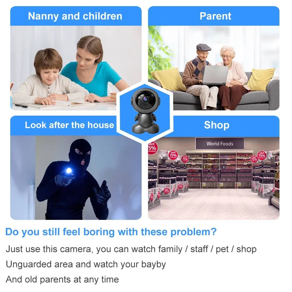 8MP Wifi Surveillance Robot Camera PTZ Security Baby Monitor Two Way Audio Color Night Vision AI Smart Tracking Home IP Cameras