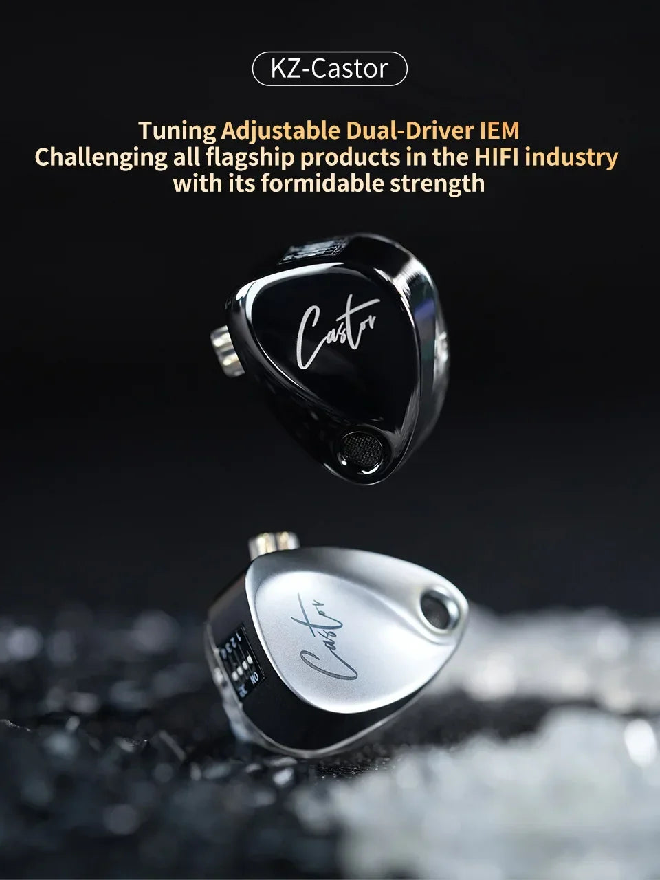 KZ Castor Wired Earbuds Improved Bass HiFi Earphone 2 Dynamic High-end Tunable Balanced Armature In-ear Headphone Music Headset