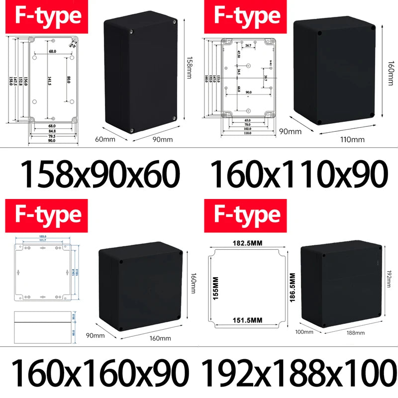 ABS Waterproof Box Housing Electronic Safe Case Plastic Boxes Black Wire Junction Box Plastic Organizer IP67 Waterproof Enclosur