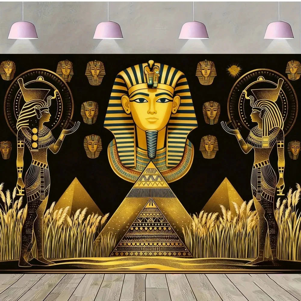 Pyramid God Art Gold Element Theme Birthday Banner Photography Background, Adult Birthday Party Decoration Photography Backdrop