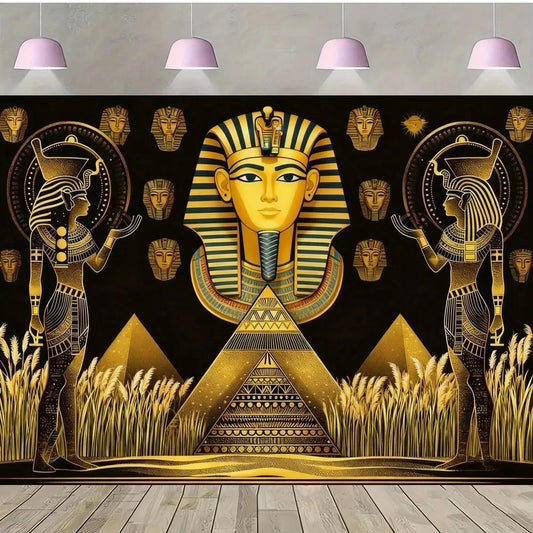 Pyramid God Art Gold Element Theme Birthday Banner Photography Background, Adult Birthday Party Decoration Photography Backdrop