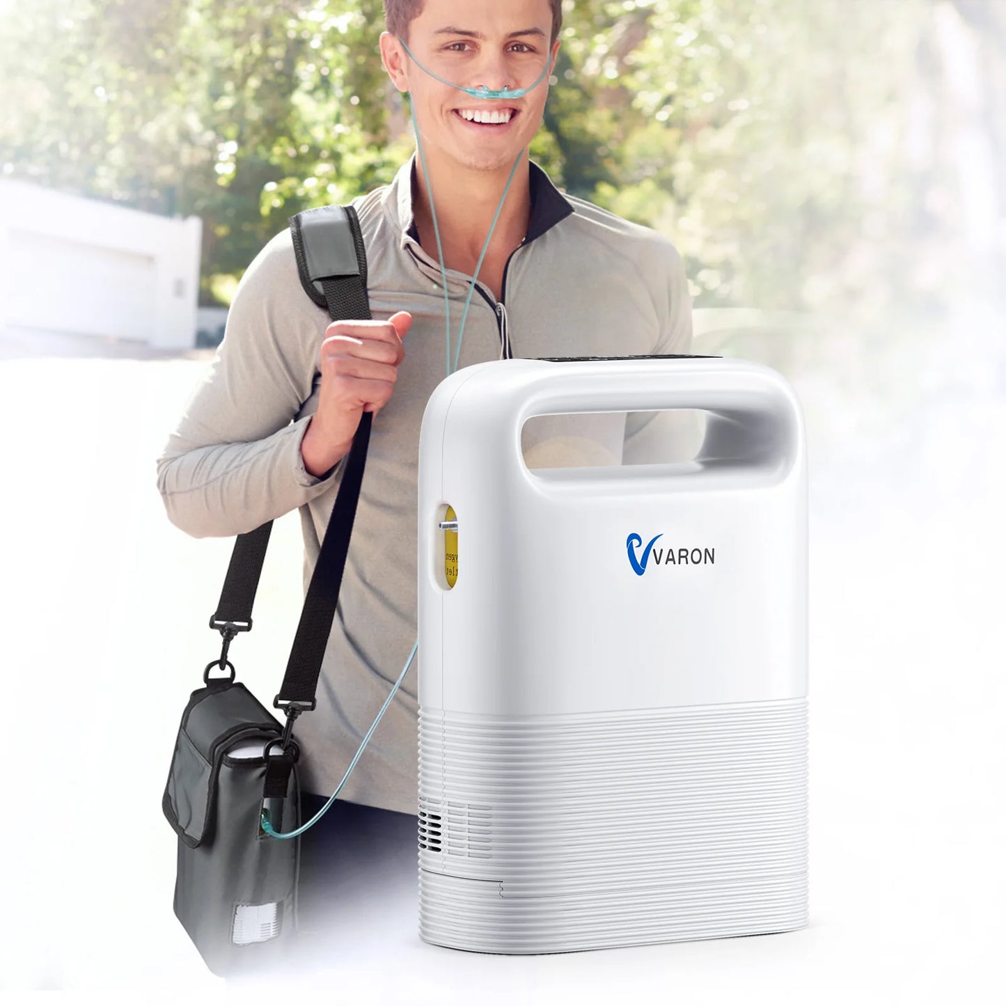 Varon Portable 93±3% Oxygen Concentration Pulse Dual Oxygen Delivery Modes 6 Levels Rechargeable Battery For Outdoor Travel Use