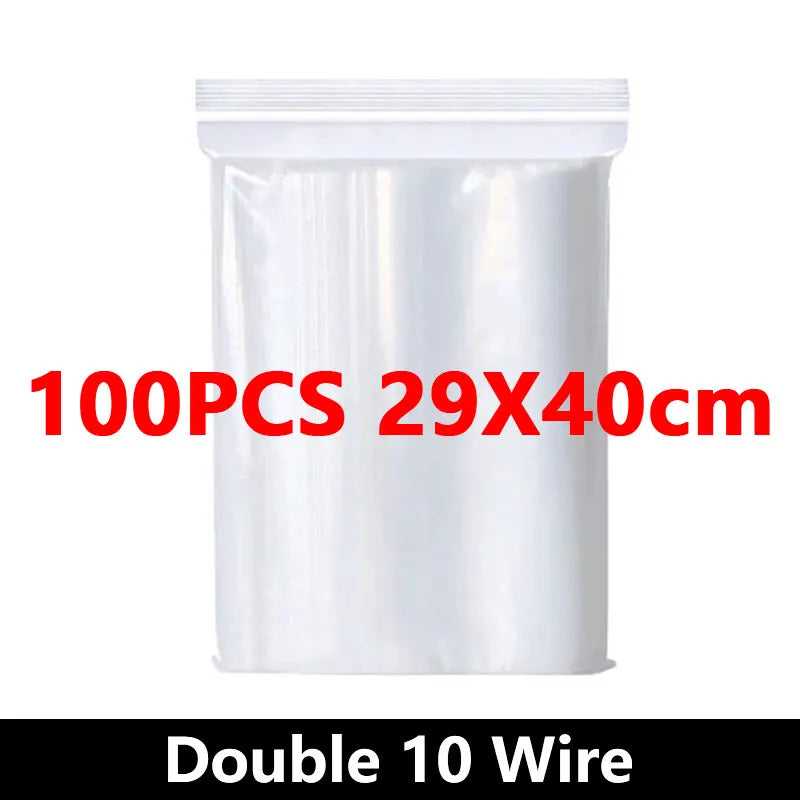 100pcs Thicken Zipper Sealed Bags Clear Plastic Storage Bag for Small Jewelry Food Packing Reclosable Plastic Ziplock Bags