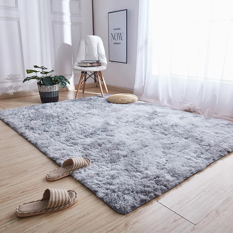VIKAMA Tie-dyed Plush Carpet Living Room Rug Floor Mat Teenage Girl Bedroom Bedside Rug Large Area Plush Carpet Rug Home Decor