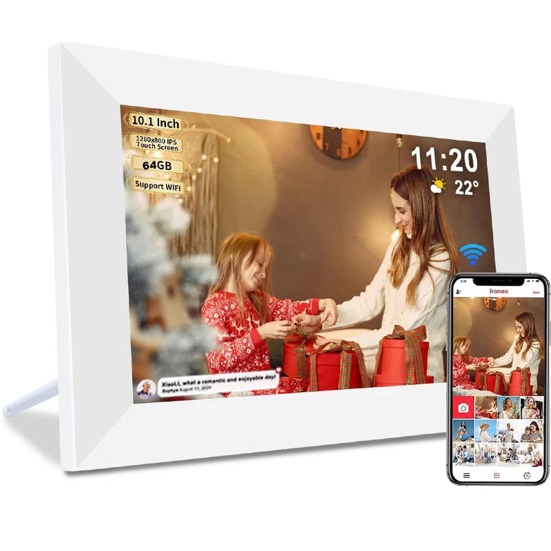 Frameo Digital Picture Frame 10.1 Inch 32GB/64GB Smart WiFi digital photo frame with 1280x800 IPS HD Touch Screen Wall Mountable