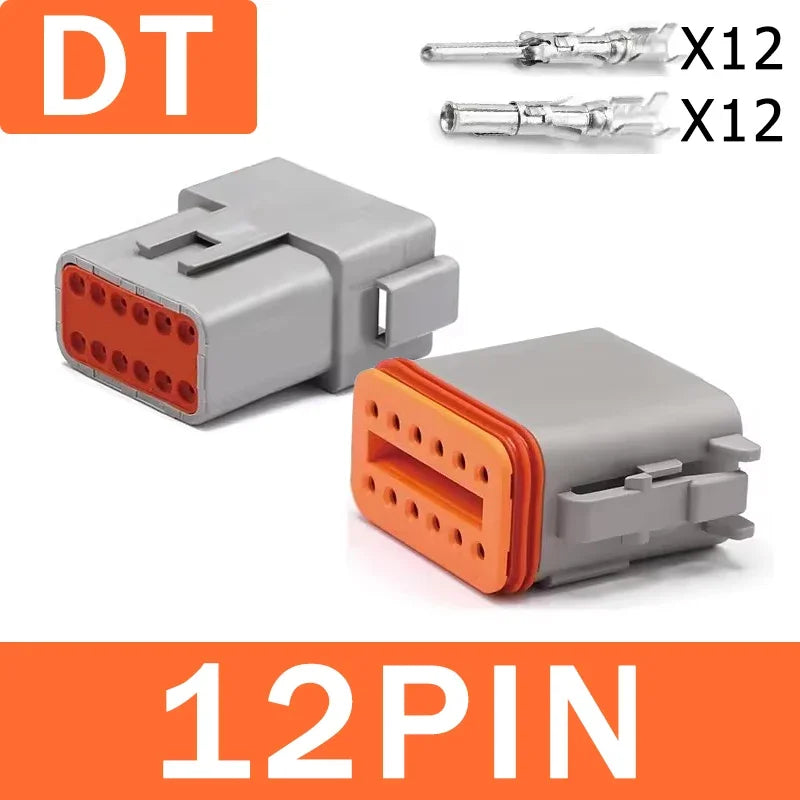 2P/3P/4P/6P/8P/12P DT Male Female Plug Connector Socket Waterproof Terminal DT Connector for Car Automobile 22-16AWG