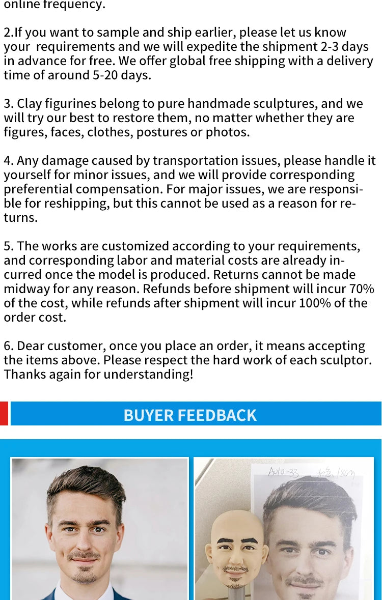 Custom Handmade Bobblehead Sculptures Figurines-Personalized 3d Clay Doll from Your Photo-Wedding Anniversary Gifts for Wife